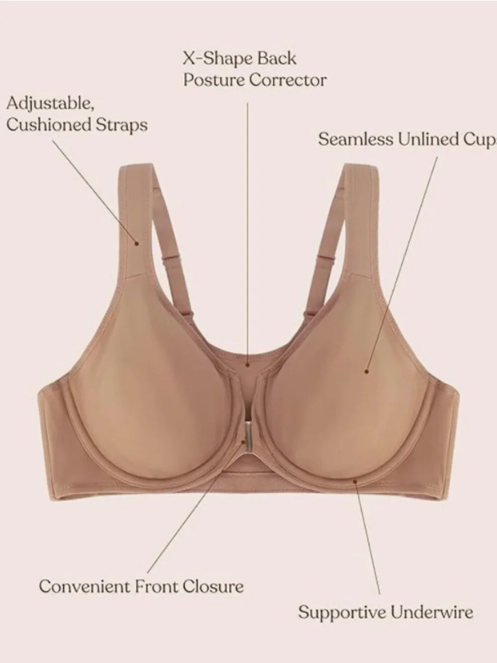 HSIA Posture Bras for Women - Front Closure Posture Corrector Bra Back Support